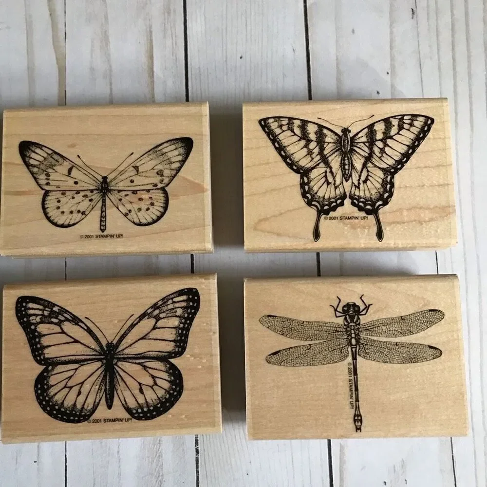 Stampin up Wonderful Wings wood mounted rubber stamps set of 4 Butterflies